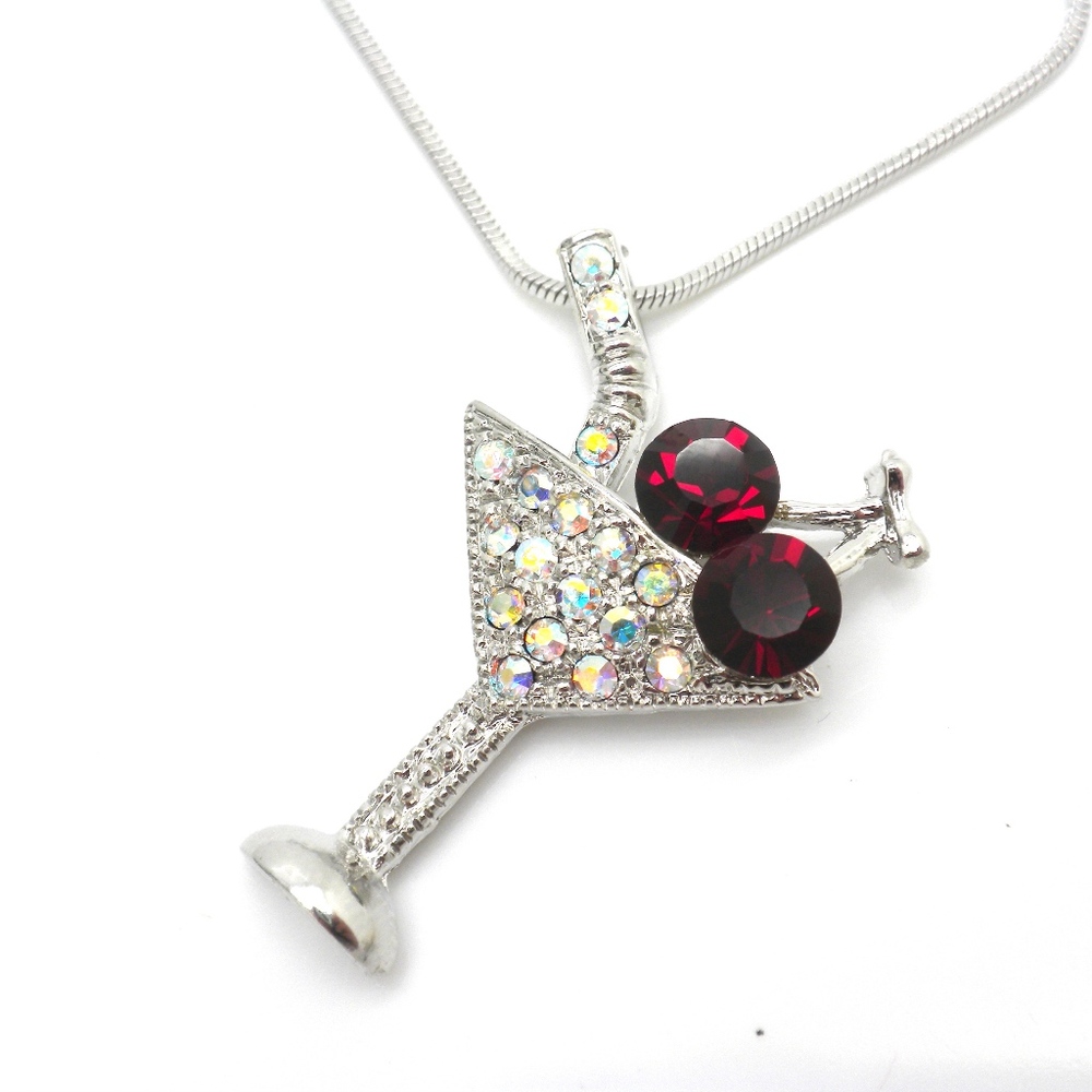 Swarovski Crystal Cherry Martini Necklace